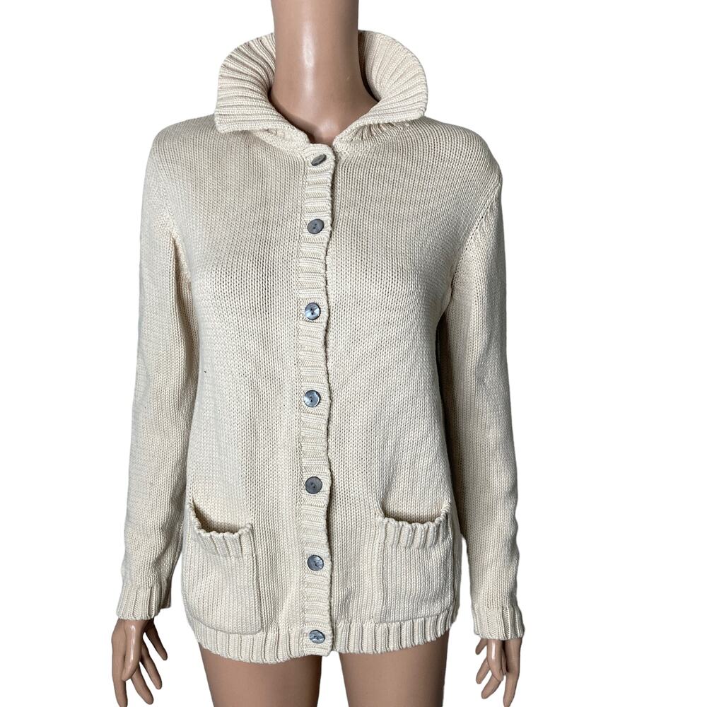 Appleseeds Cardigan Sweater Womens Small Beige Off White